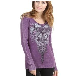 Vocal Purple Stonewash Cross T-shirt with perforated Back Panel